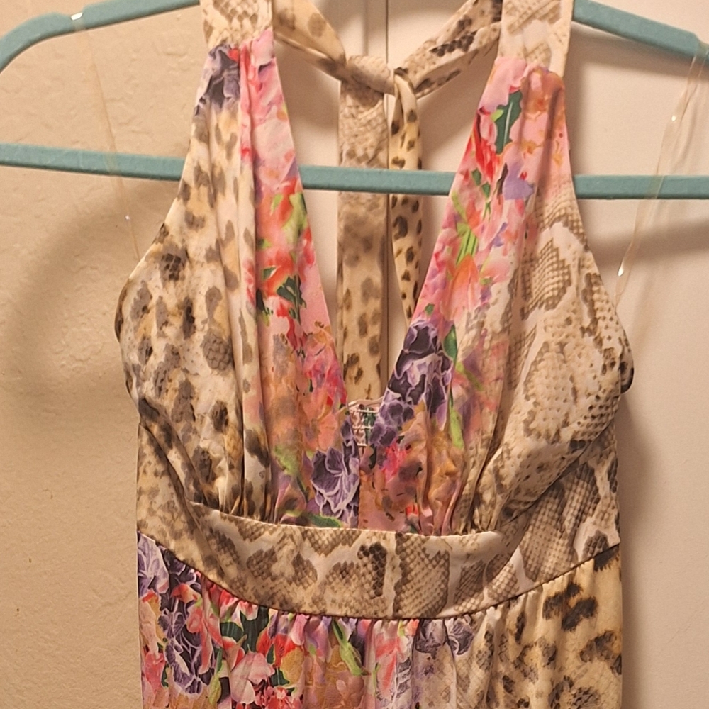 Long Pink and Orange Maxi Backless Dress for Cocktail